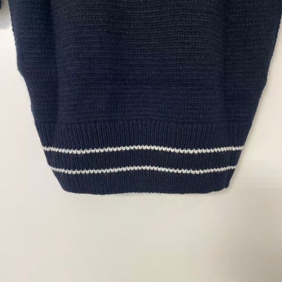 Christian Dior Short-Sleeved Sweater Navy Blue Cashmere and Wool Knit - Picture 12 of 14